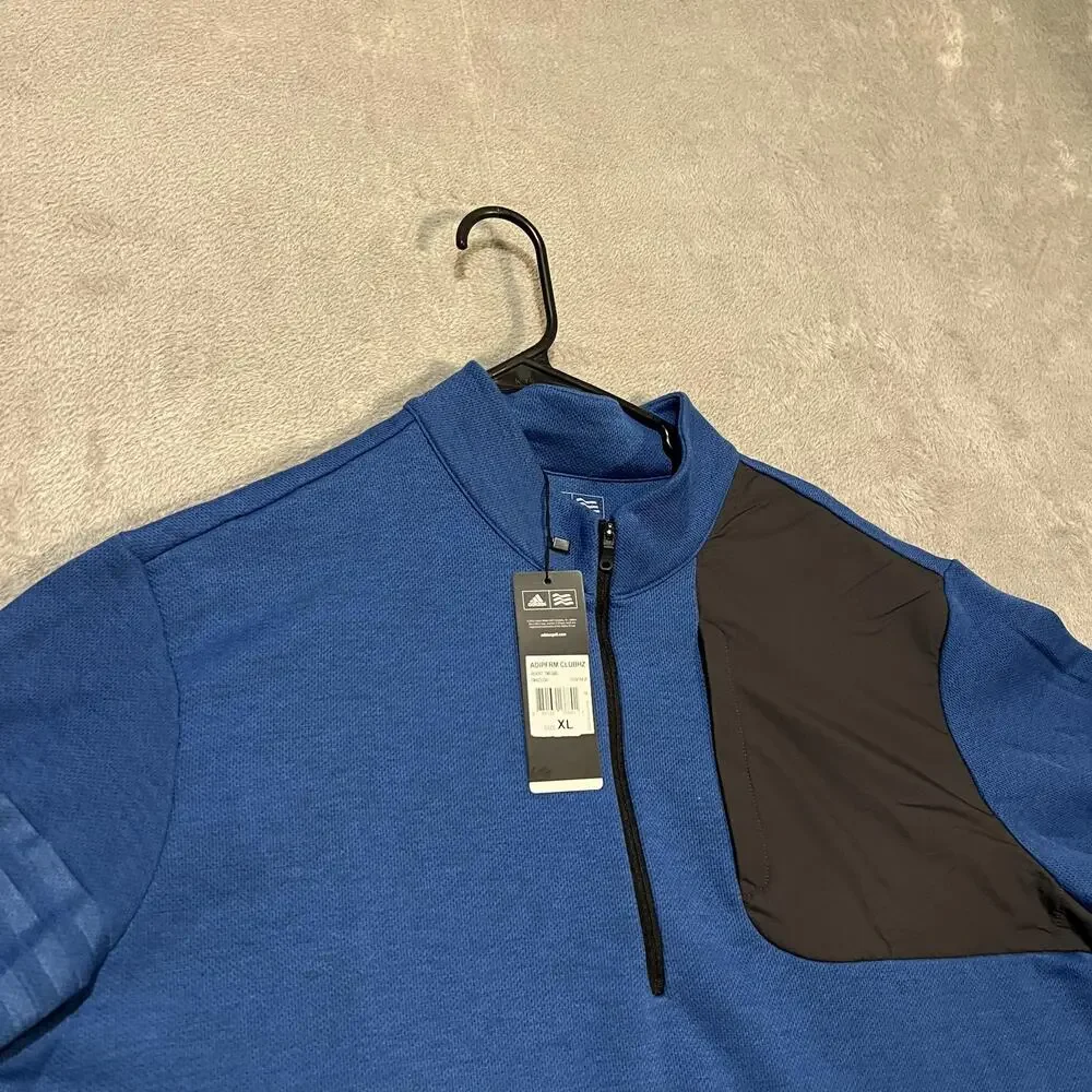 Adidas Adi Perform Golf Pullover Mens XL Blue 1/4 Zip Mock Neck Fleece